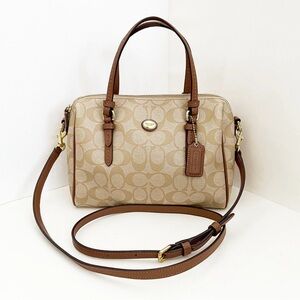 Coach Beige and Brown Signature Satchel